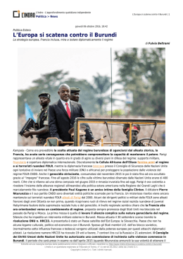 L`Europa si scatena contro il Burundi