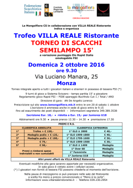 Trofeo VILLA REALE Ristorante TORNEO DI SCACCHI