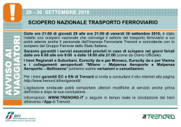 29 - 30 settembre 2016 sciopero nazionale trasporto ferroviario