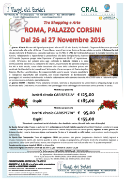 Turismo gita dal 26 al 27 Novembre 2016: Roma, palazzo Corsini