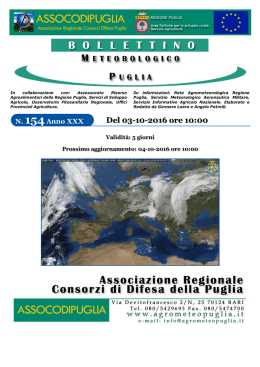 validità 5 giorni - Servizio Agrometeorologico Regione Puglia
