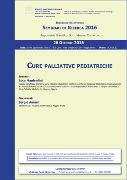 Seminari di Ricerca 2016 - Azienda Ospedaliera di Reggio Emilia