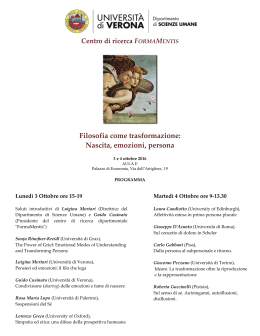 Filosofia come trasformazione: Nascita, emozioni, persona