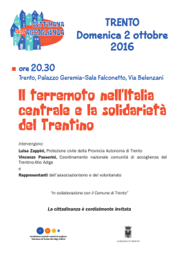 PDF - ll terremoto nell`ltalia centrale e la solidarietà del Trentino