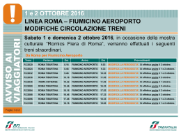 1 e 2 OTTOBRE 2016 LINEA ROMA – FIUMICINO AEROPORTO