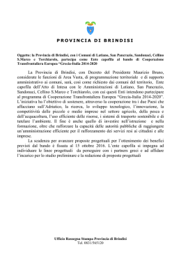 La Provincia di Brindisi, con Decreto del Presidente
