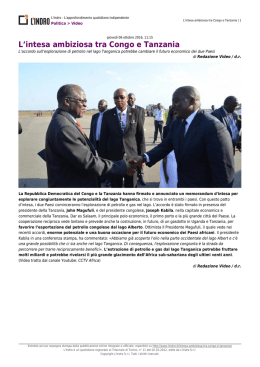 L`intesa ambiziosa tra Congo e Tanzania