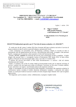 NOTA MENSA - 17 Circolo Didattico Cagliari