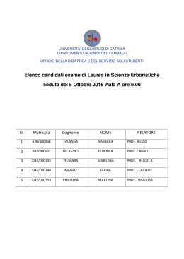 Elenco candidati esame di Laurea in Scienze Erboristiche seduta