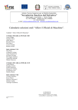 Calendario selezioni orali “Allievi Ufficiali di Macchine”.