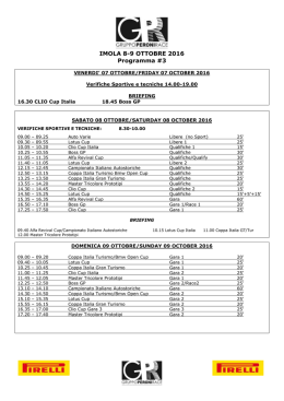 programma gare - Autodromo di Imola