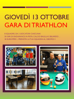 giovedì 13 ottobre gara di triathlon