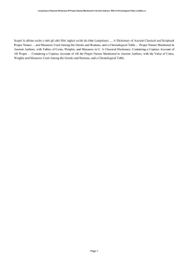 Lempriaeres Classical Dictionary Of Proper Names Mentioned In