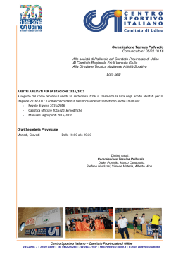 Regolamento CSI - Centro Sportivo Italiano Comitato di Udine