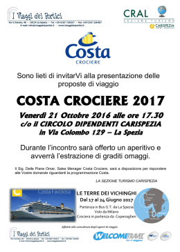 Costa crociere proposte 2017 - Circolo Dipendenti Carispezia