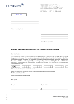Closure and Transfer Instruction for Vested Benefits