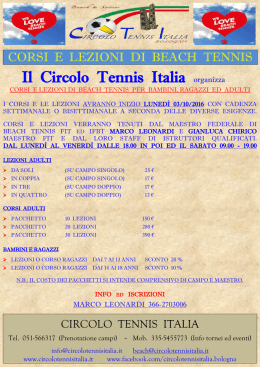 Il Circolo Tennis Italia organizza