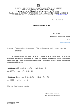 Liceo Statale Classico - Linguistico "I. Kant" Comunicazione n. 35