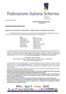 COMUNICATO GARE CdM N° 23/17 - Federazione Italiana Scherma