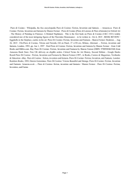 Piero Di Cosimo: Fiction, Invention, And Fantasia Sharon Fermor