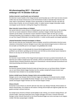 NS-dienstregeling 2017 – Flevoland embargo t/m 14 oktober 6.00 uur