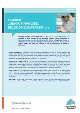 vacature JUNIOR FINANCIEEL BELEIDSMEDEWERKER (V/M)