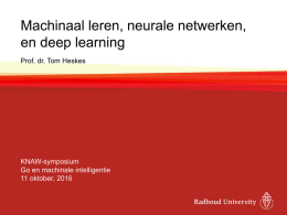 Machinaal leren, neurale netwerken, en deep learning