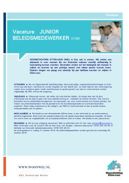 Vacature JUNIOR BELEIDSMEDEWERKER (V/M)
