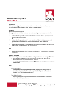 Informatie Stichting NOTaS www.notas.nl