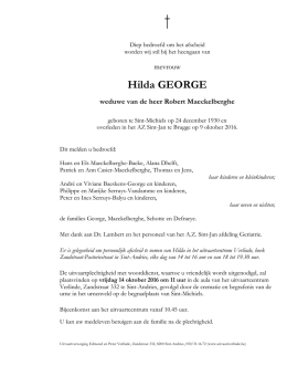 Hilda GEORGE - Uitvaart Verlinde