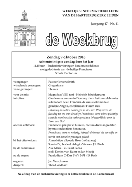 Zondag 9 oktober 2016 - Hartebrugkerk Leiden