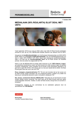 persmededeling medialaan (50% roularta) sluit deal met uefa