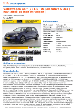 Volkswagen Golf (J) 1.6 TDI Executive 5-drs [ navi