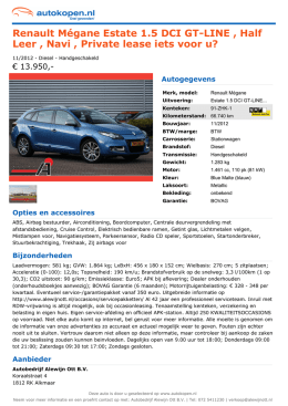 Renault Mégane Estate 1.5 DCI GT-LINE , Half Leer