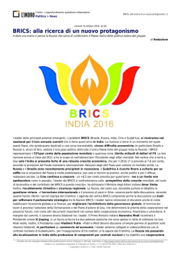 BRICS: alla ricerca di un nuovo protagonismo