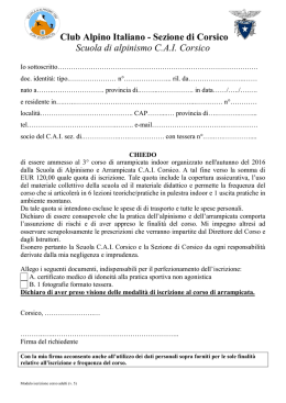 Modulo di iscrizione adulti - Scuola di Alpinismo CAI Corsico