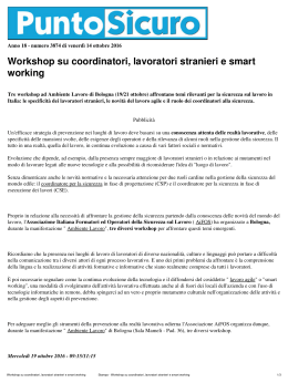 Workshop su coordinatori, lavoratori stranieri e smart