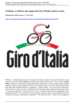 Ciclismo, A Pedara una tappa del Giro d`Italia