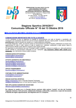 Stagione Sportiva 2016/2017 Comunicato