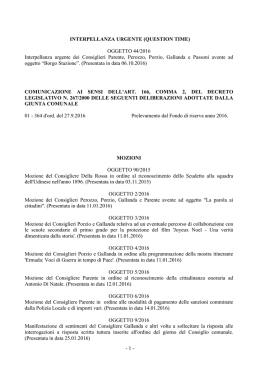 OGGETTO 44/2016 Interpellanza urgente dei