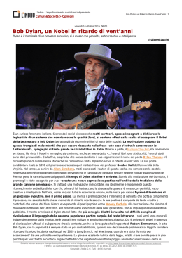 Bob Dylan, un Nobel in ritardo di vent`anni