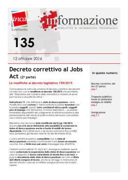 Decreto correttivo al Jobs