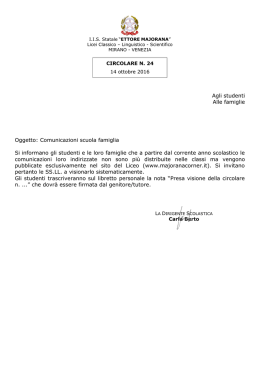Comunicazioni scuola famiglia. - Ettore Majorana