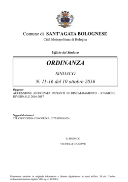 ordinanza - Sant`Agata Bolognese