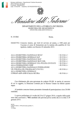 nota Ufficio Relazioni Sindacali