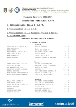 Comunicato - Divisione Calcio a 5