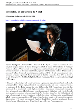 Bob Dylan, un cantastorie da Nobel