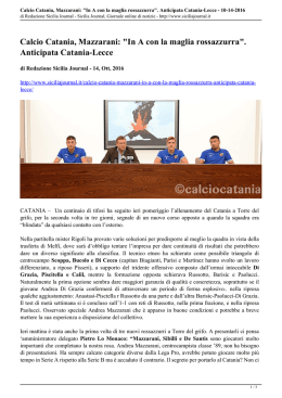 Calcio Catania, Mazzarani: "In A con la maglia