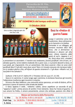 Foglietto Avvisi 9 -16 Ottobre - Parrocchia di San Vito in Bassano del