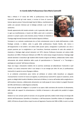 In ricordo della professoressa Clara Maria Castrovilli per ASIC